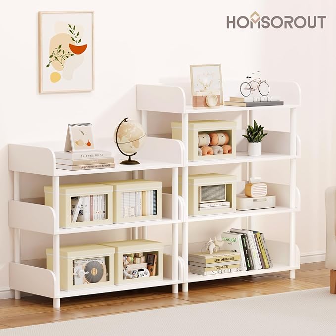 Storage Bins with Lids - Small Fabric Organizers with Window, Collapsible Storage Bins for Clothes, Decorative Closet Organizers for Towels, Tshirt, 4 Pack, Beige