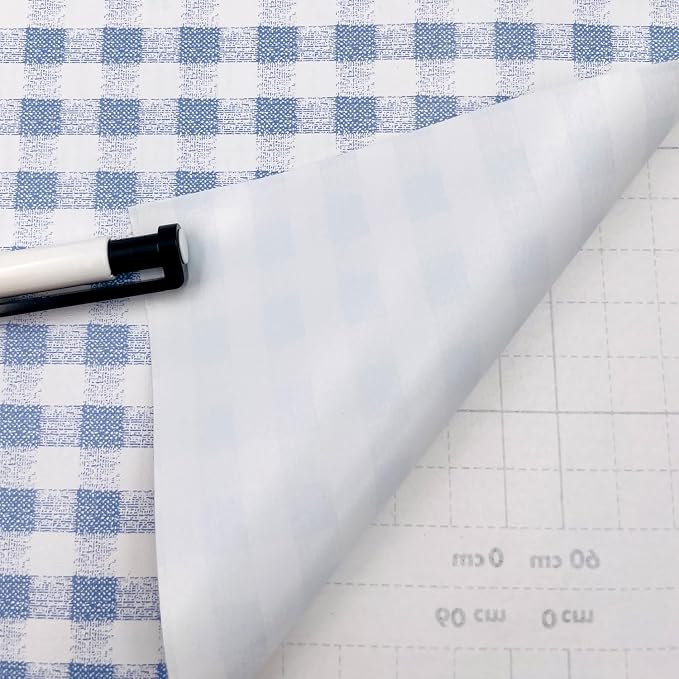 Mediterranean Style Furniture Paper Blue-White Gingham Countertop Door Sticker Shelf Liner 17.7inch by 9.8 Feet by LoveFaye