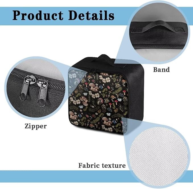 Rnyleeg Black First Aid Kits for Businesses Portable Medical Kit for Car Travel Medicine Bag Organizer Home Medical Supplies Mushroom Butterfly Flower Pattern