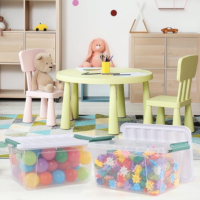 6-Pack Plastic Storage Bins with Lids, 20 L Clear Storage Containers