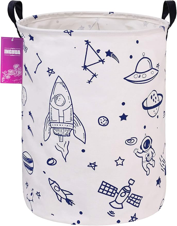 Spaceship Fabric Storage Bin Nursery Organizer Basket | Organizer Bin Dirty Clothes Collapsible Waterproof for College Dorms, Boys and Girls Bedroom,Bathroom
