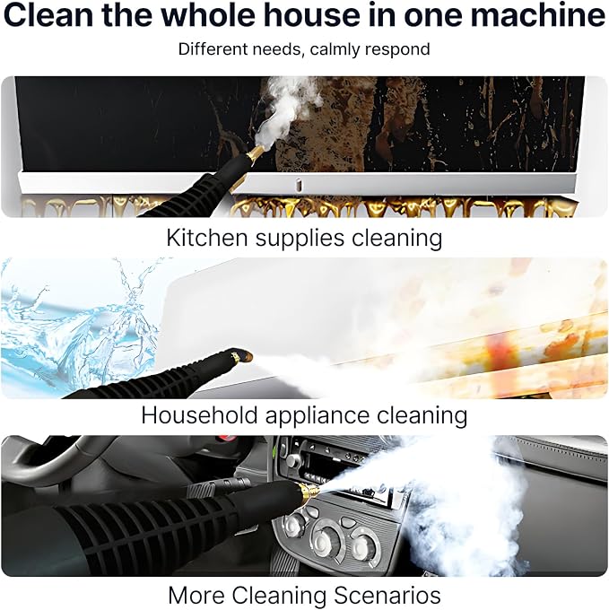 Rolling Upholstery and Carpet Cleaner with Steam and Vacuum, Digital Touch Screen, Detachable Water Tank, Portable Handle, Hose and Wire Storage Rack for Pet, Couch, Rug, Floor