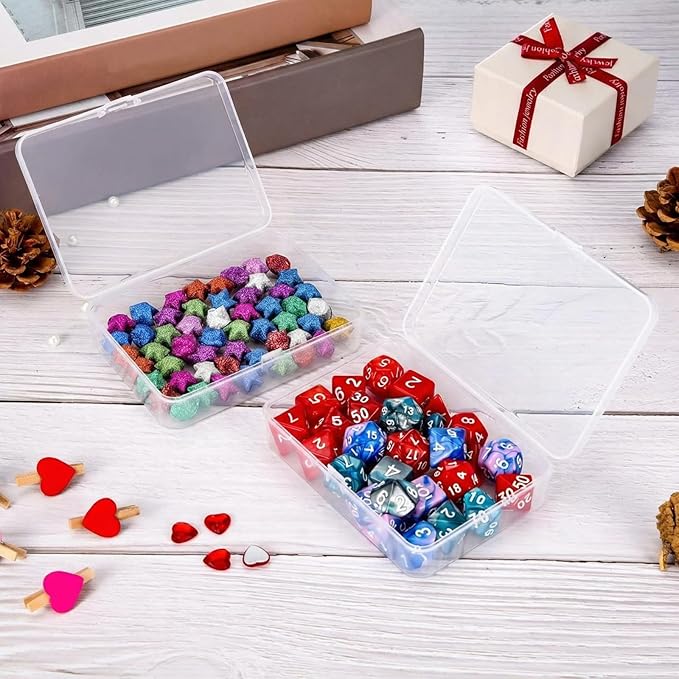 SATINIOR 24 Packs Small Clear Plastic Beads Storage Containers Box with Hinged Lid for Storage of Small Items, Crafts, Jewelry, Hardware(4.5 x 3.3 x 1.2 in)