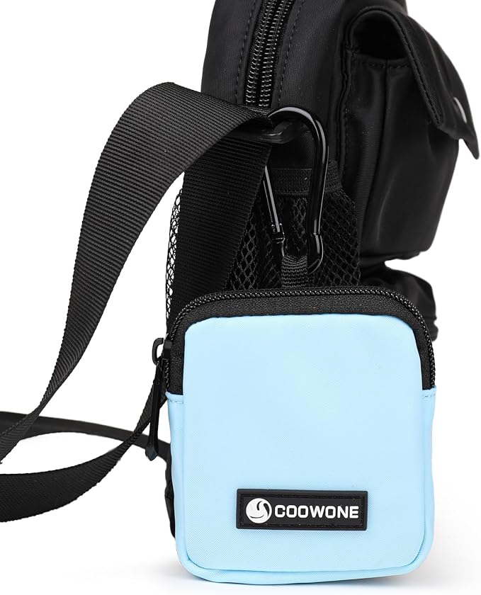 Dog Treat Pouch Pocket Sized Pet Puppy Training Pouch for Dog Training Behavior Aids, Waterproof Nylon Fabric Dog Poop Bag Holder, Hands Free Dog Walking Bag with Metal Carabiner (Blue)