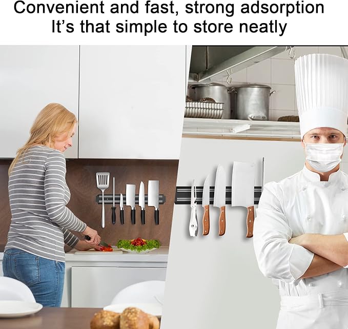 Magnetic Knife Holder 15in Magnetic Knife Strip for Wall, Powerful Magnetic Knife Rack, Securely Hang Knives on Multipurpose Tool Holder
