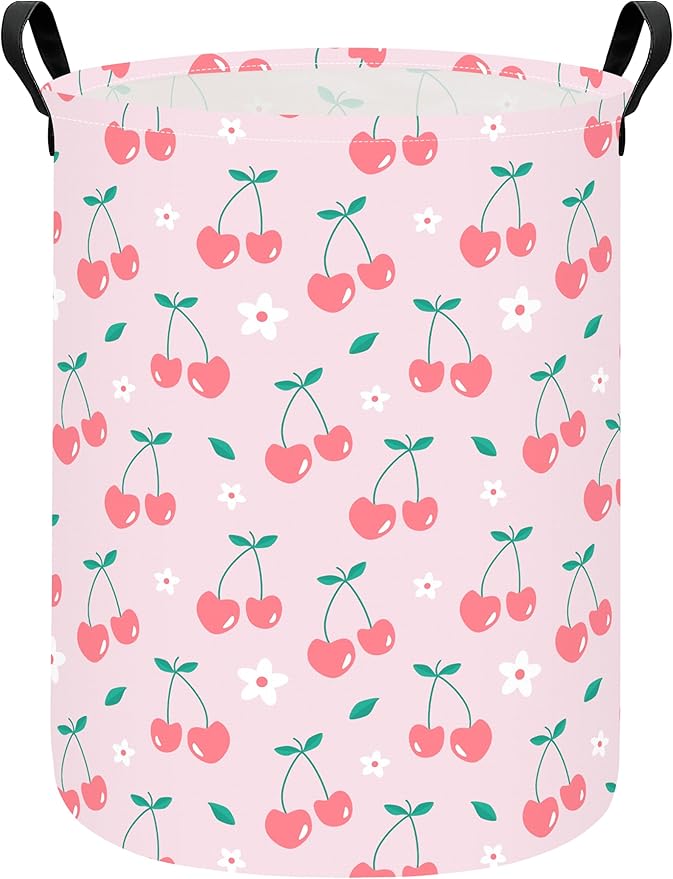 Cherry Fabric Storage Bin Nursery Organizer Basket | Organizer Bin Dirty Clothes Collapsible Waterproof for College Dorms, Boys and Girls Bedroom,Bathroom