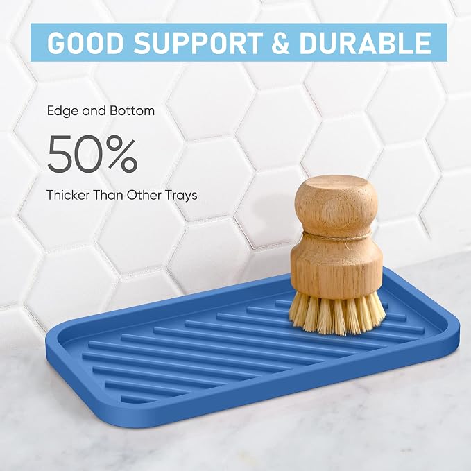 Silicone Sponge Holder-Large Thick Durable 10" Sink Organizer Tray-Kitchen