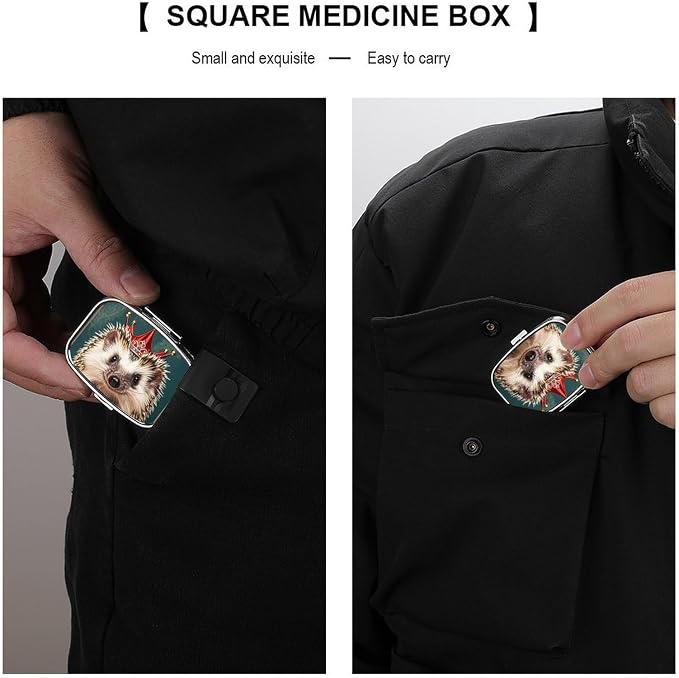 Small Crown Pill Box 2 Compartment Medicine Pill Case Portable Pill Organizer for Pocket Or Purse Decorative Metal Medicine Vitamin Organizer