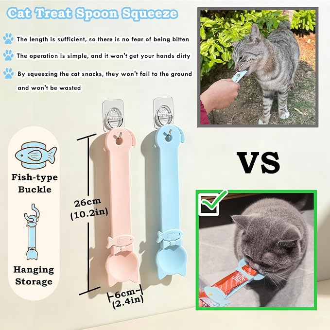 6PCS Set Cat Treat Spoon Squeeze,Can Lids, Opener Spatula and Spoon