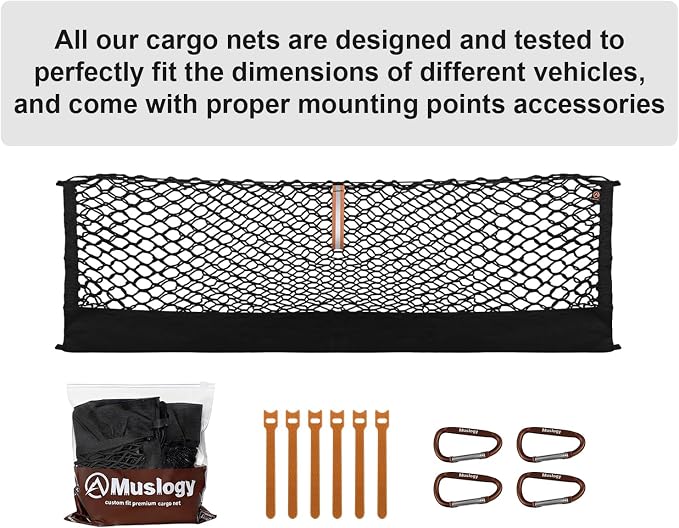 Muslogy for Maverick Cargo Mesh Net Accessories Stretchable Trunk Organizer Cargo Elastic Mesh Bed Net with Hooks Compatible with Ford Maverick XL XLT 2022 2023 2024 2025 | Custom Fit, Truck Bed Storage Organizer Net for Pickup Truck Bed Divider, Heavy...