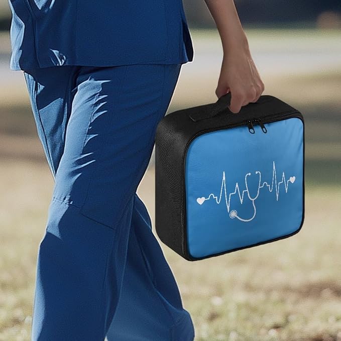 First Aid Bag Empty Medium Medical Bag Nurse Stethoscope Blue Travel Medicine Kit Bag for College Dorm Student Medical Supplies Organizer Bag Portable Kit for Traveling