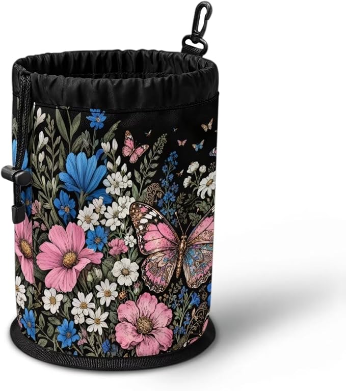 Floral Butterfly Clothespin Holder - 1Pcs Clothes Pin Bags Clothes Hanging Bag for Laundry Room & Outdoor Use