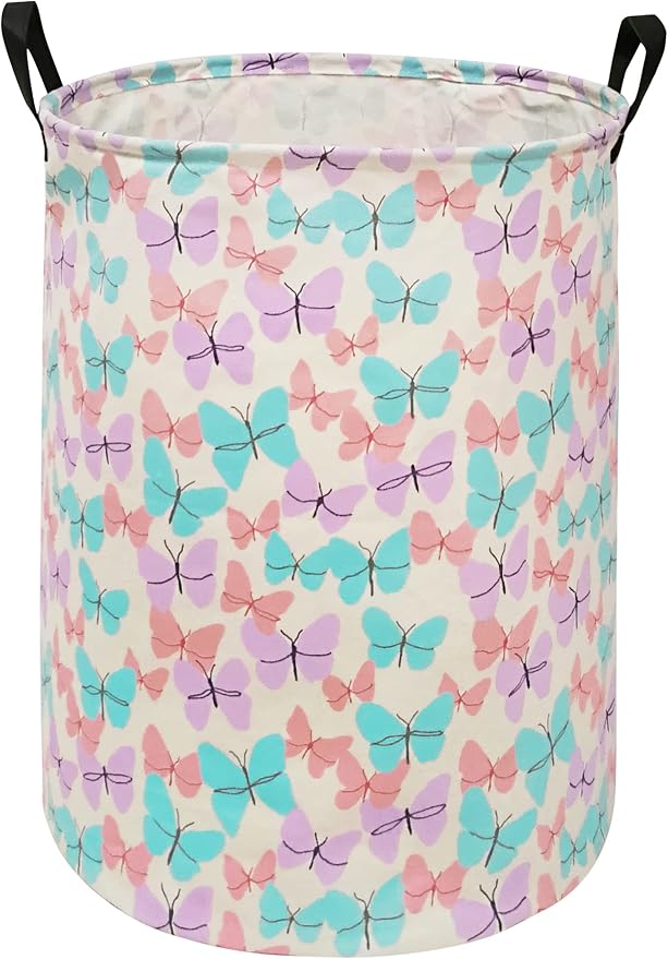 MAIZMZ Storage Bins Toys Box Kids Baby Hamper Waterproof Laundry Basket Canvas Collapsible Gift Organizer Bin for Home/Dorm/Kitchen/Pet/Office/Closet/Shelf/Gift Baskets(Butterfly)
