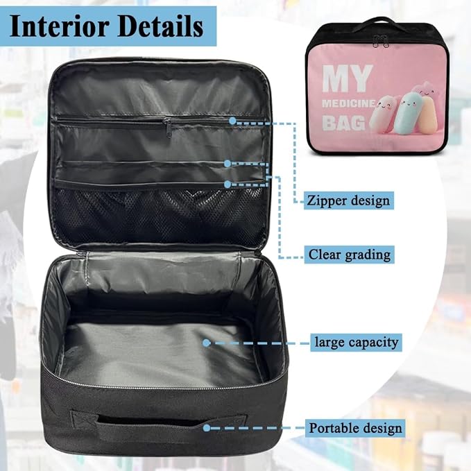 First Aid Kit Bag Empty Pink Color-Coded Emergency Medical Pouch for Hospitals Schools and Home Use Constructed with Tear-Resistant Fabric