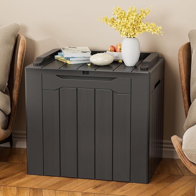 YESHOMY 30 Gal Plastic Storage Bins with Lid Stackable Box Organizers for Living Room, Office, Dorm, 1 Pack, Gray