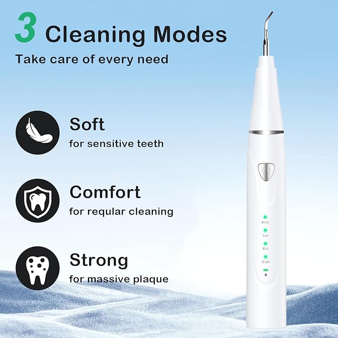 Plaque Remover for Teeth, Pet Ultrasonic Cleaner, Dog Plaque and Tartar Remover with LED Light, Dog Teeth Cleaning Dental Care Kit for Tartar and Stains, Suitable for Dogs and Cats (White)