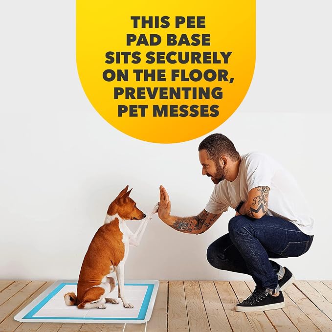 Dog Pee Pad Holder - Fits Up to 24” x 24” Pee Pad - 2 Pack - Grey | Stable Grip, Raised Edges, Quick-Wipe Silicone Surface Dog Potty Tray Holder for Indoor Flooring Protection