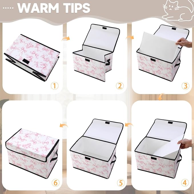 Stackable Storage Bins with Lids,Closet Organizers Fabric Box for Home and Office,Blanket Clothes Organizers,Under Bed Storage Containers 3 Pack