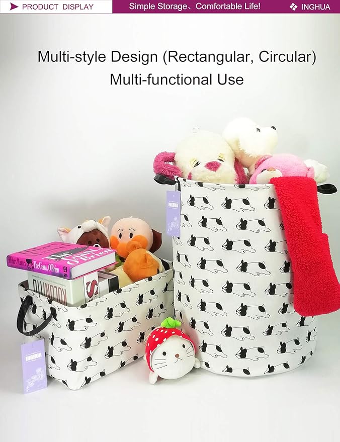 Rectangular Bulldog Storage Basket | Gifts Bag for Toys,Books,Clothes,Gifts,Pets-Perfect for Home,Office,Nursery,Dorm,Shelf