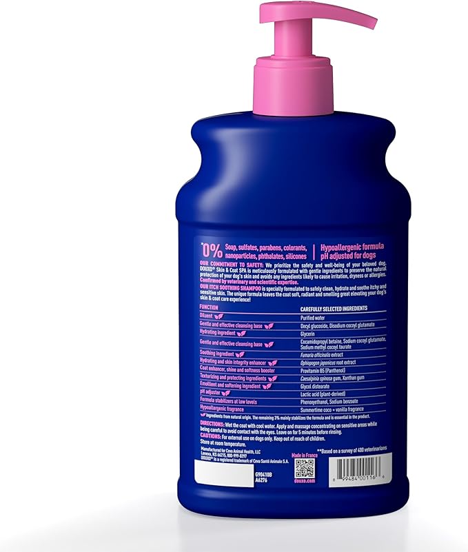 DOUXO® Skin & Coat SPA - Ultra-Safe Sensitive Skin Soothing Shampoo, 16 fl oz, Skin-Friendly Formula Cleans and Soothes, Leaves The Coat Soft and Radiant