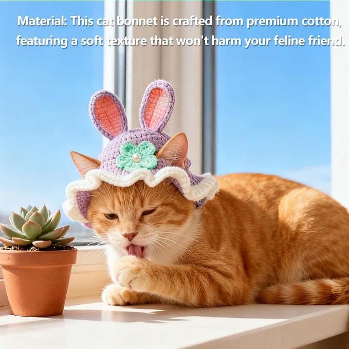 Cute Cat Hats Costume Suitable for 5 to16 lbs - Rabbit Kitten Hat Head Circumference 11" or Less Cat Hats for Cats only Pet Photography Outfits