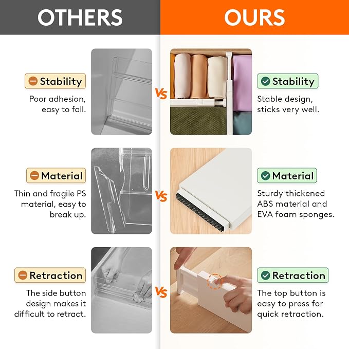 Lifewit 4" High Upgrade Drawer Divider, Adjustable Drawer Organizer Clothes | 9 Pack 11"-17" Expandable Beige Plastic Drawer Separator for Dresser, Kitchen, Closet, Nursery, Office Organization & Storage