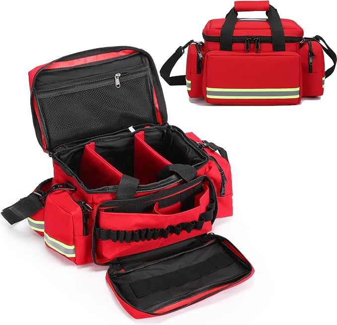 First Aid Bag Empty First Responder Bag,First Aid Kits Storage,Trauma Bag with Detachable Dividers, Medical Bag for Nurses,Ideal for EMT, EMS,Paramedics,Home Health Care(Bag Only)