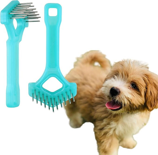 Mini-Rake V-Shaped with 1" Long Double-Row Rotating Teeth (AquaBlue)