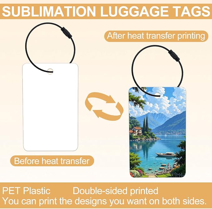 20pcs Upgrade Sublimation Luggage tag Blanks（2MM Thickened） | Sublimation Luggage tag Blanks,PET Luggage Tags,Blank ID Card HolderDouble Sides Sublimation Keychain Blanks（2MM Thickened）