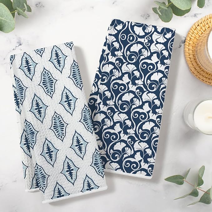 3 Pcs Retro Flower Kitchen Towels, Colorful Flower Soft Absorbent Hand Tea Towel, Microfiber Dish Cloths for Drying Dishes, Waffle Dish Towels for Kitchen Farmhouse Decor, Floral Gifts for Women Mom02