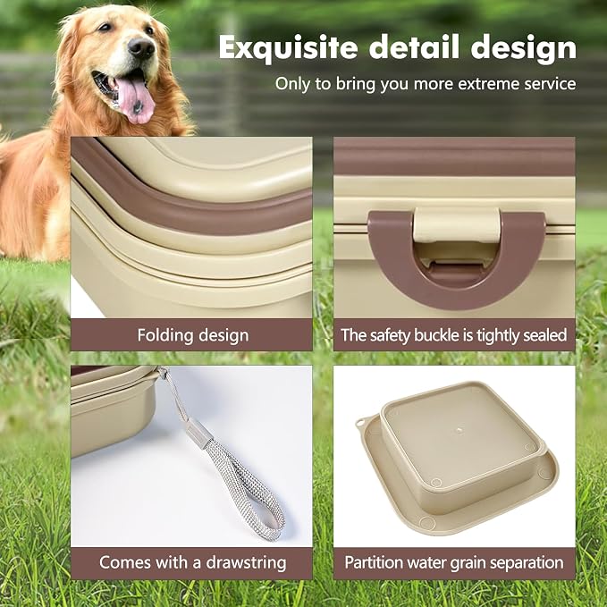 Collapsible Dog Bowls, Travel Food and Water Double Bowl for Cats & Dogs, 2-in-1 Portable BPA-Free Feeding Solution, Perfect for Traveling, Camping & Walking (L/ 100oz)