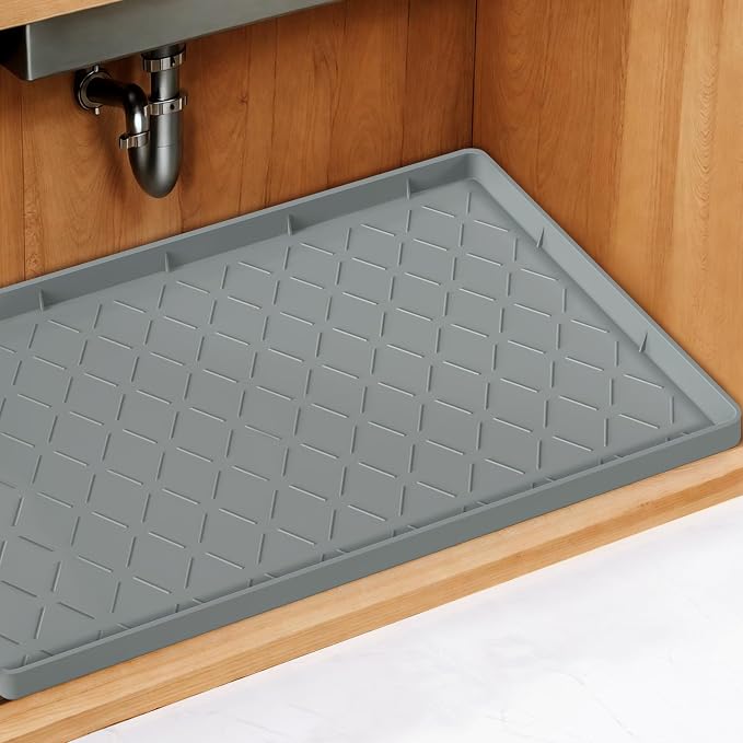 Mateeylife Under Sink Mat Kitchen Waterproof，Silicone Sink Tray 22"X34" | Under Sink Organizer Cabinet Shelf Protective Liner, Multi-use Silicone Mat for Boot Tray & Litter Mat, Bronze