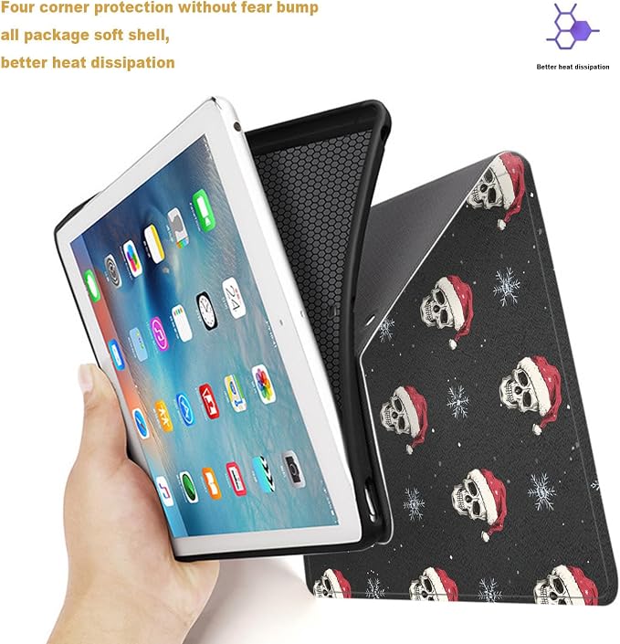 Tablet Case for iPad 10.5 Inch (iPad Air 3/Pro,2017/2019),Shockproof Protective Cover with Stand,Auto Wake/Sleep,Christmas Skull