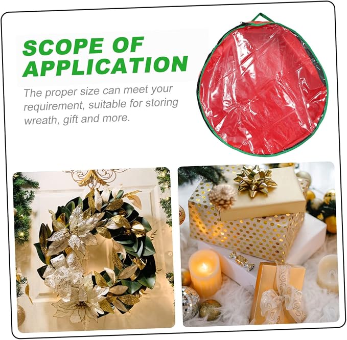 1pc Wreath Storage Bag with Clear Window Holiday Wreath Container Packing Bag for Christmas Decorations for Storing