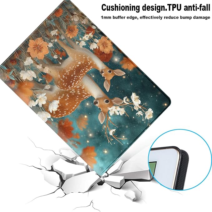 for Samsung Galaxy Tab A 10.1 2016 (SM-T580/T585/T587) Tablet Protective Cover with Adjustable Stand and Magnetic Auto Wake/Sleep,Deer Family