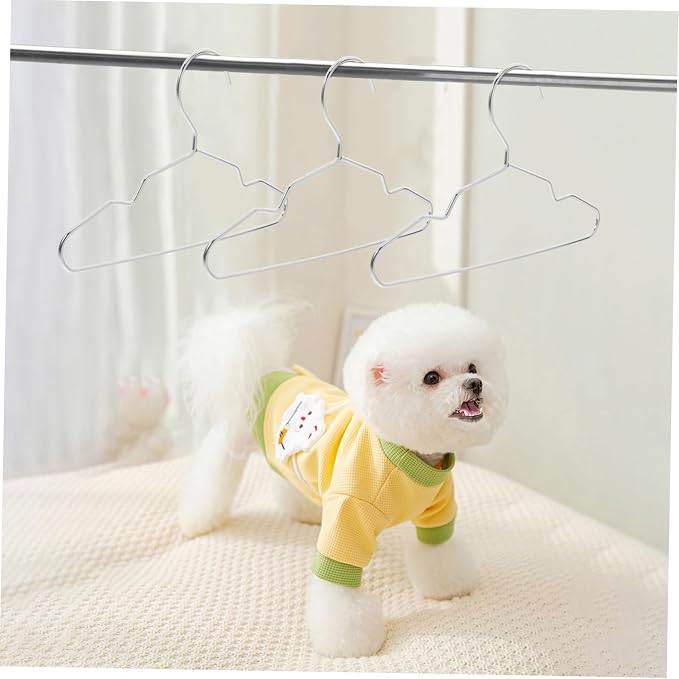 Cabilock 10pcs Sturdy Steel Pet Hanger Rack Small Hangers for Pet Clothing Storage Organizer for Cat Dog Doll Closet Dry Accessory