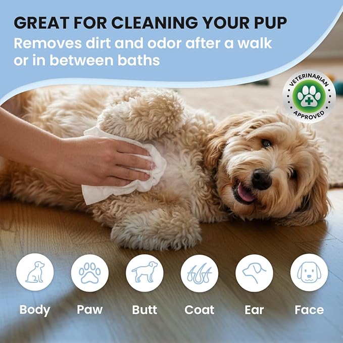 We Love Doodles Dog Wipes - Deodorizing & Cleaning Pet Wipes, for Coat, Face, Paws, Butt, & Body, Dog Essentials & Grooming Supplies, Made in USA, Unscented (400 Wipes)