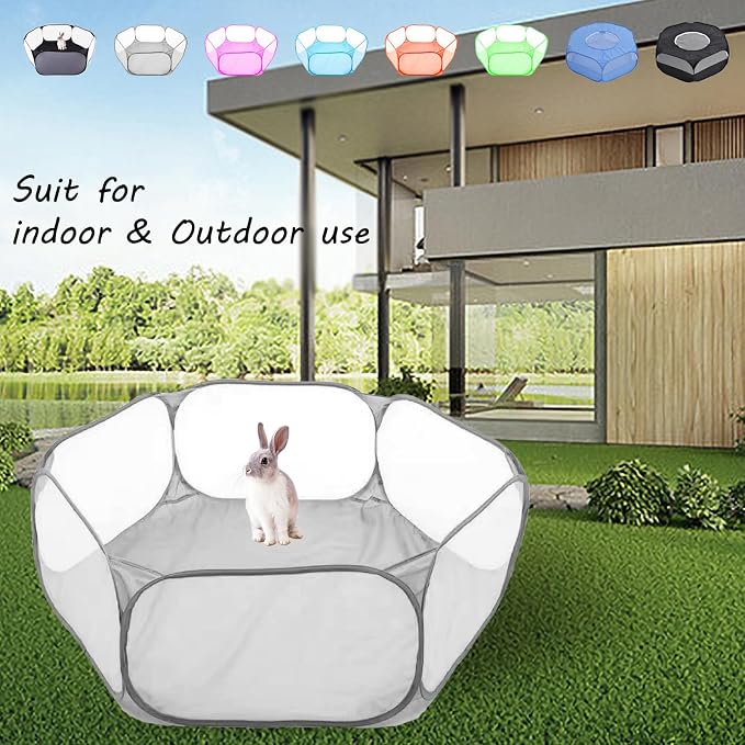 Small Animals Playpen, Portable Pop-up Open Interactive Pet Tent, Indoor Outdoor Fence for Rabbits, Guinea Pig, Hamster, Chinchillas, Kittens, Puppies