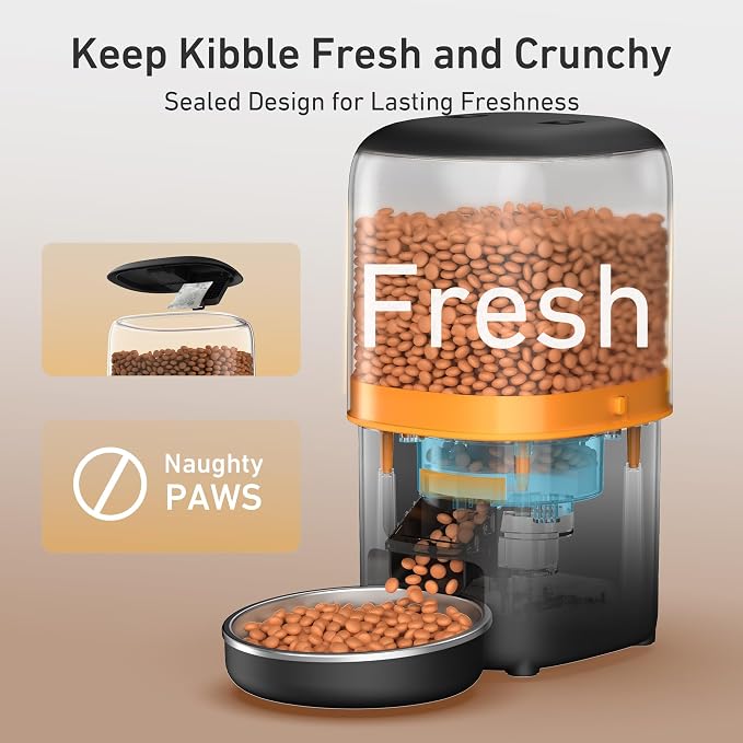 Automatic Cat Feeder, 4L Cat Food Dispenser with Anti-Jam Design, Over 180-day Battery Life, 1-6 Meals Per Day with Stainless Steel Cat Bowl, Keep Dry Food Fresh, Timed Pet Feeder Also for Small Dog