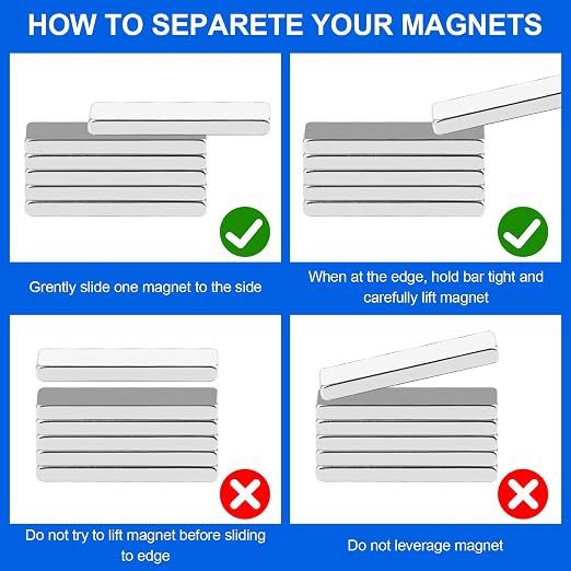 BEST CHOICE MAGNETS 100 Pack Strong Neodymium Bar Magnets, 20 x 5 x 2 mm | Rare Earth Neodymium Magnets with Double-Sided Adhesive Perfect for Fridge, Garage, Kitchen, Craft, Office