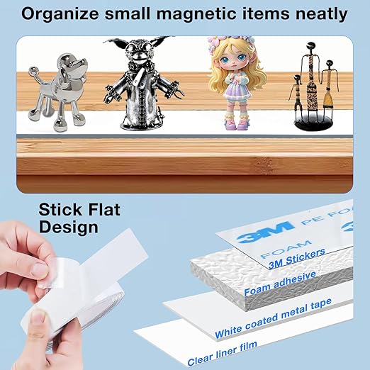 Adhesive Metal Tape for Magnets, (1.4 inch Wide X 10 ft Long) Flexible White Metal Strip Roll, White Ferrous Tape Stick on Wall to Hold Magnetic Products