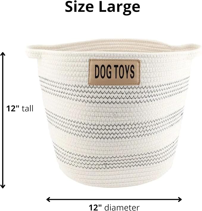 Midlee Dog Toy Rope Cotton Basket (Large)- Storage Bin Pet Items Organizer