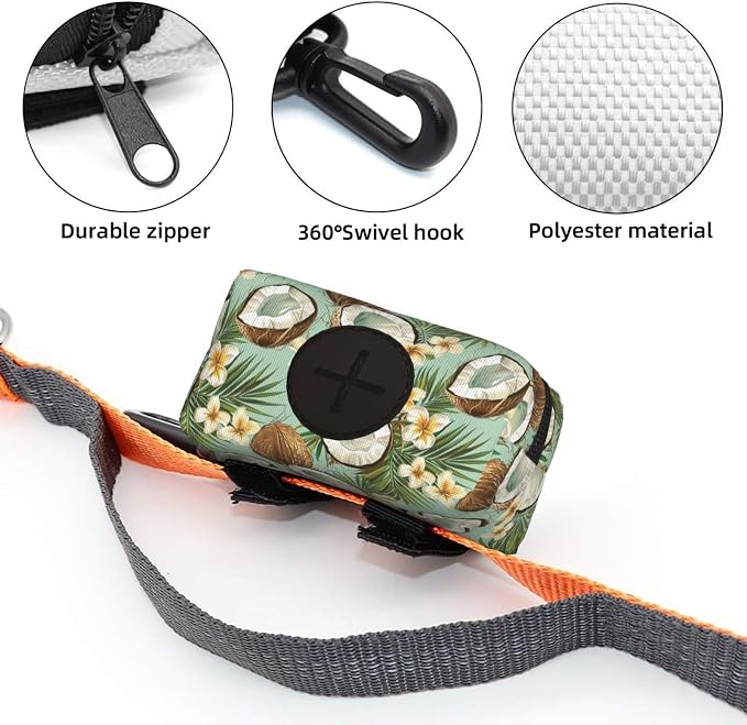 Coconut Flower Palm Leaf Pet Waste Bag Dispenser 0.2L | Portable Dog Poop Holder Waste Bag With Zipper Park Doggy Walking Accessory