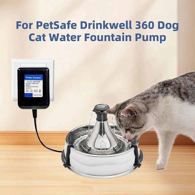 12V AC Adapter for PetSafe Drinkwell 360 Dog Cat Water Fountain | Compatible with PAC00-13206, Multi-Tier Pet Fountains, PetSafe Pump Power Supply