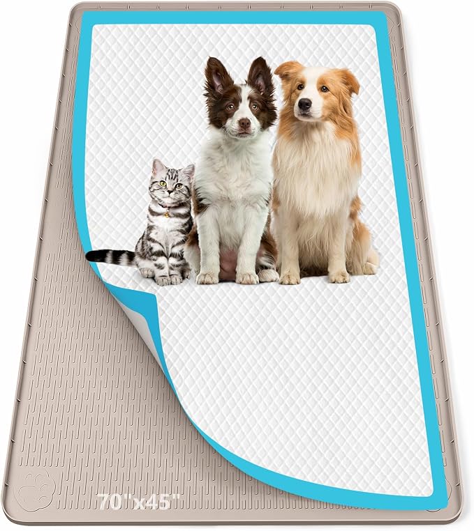 Pee Pad Holder for Dogs 70''x45'' Silicone Puppy Pee Pad Tray, Green | Extra Large Dog Potty Tray Leak-Proof, High Edge, No Spill Training Pads for Floor Protection, No Pee Pads