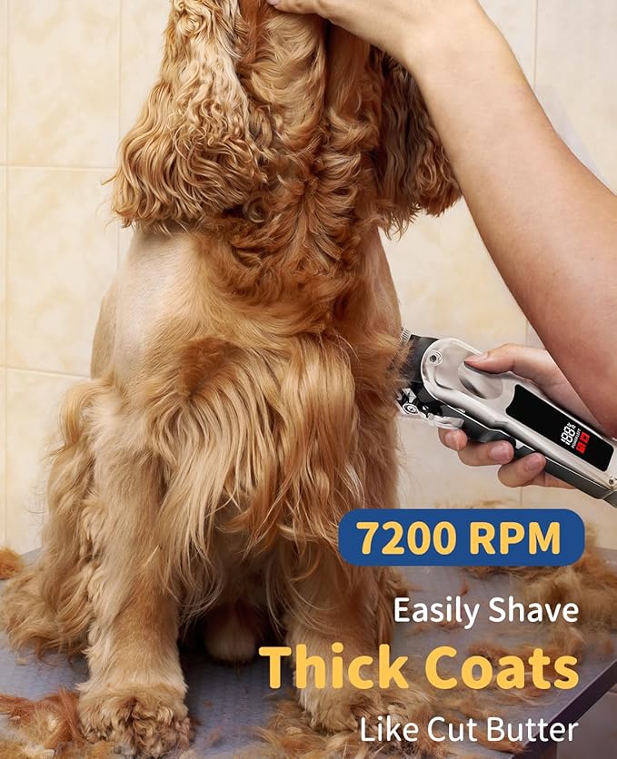 Professional Dog Clippers for Grooming, Low Noise Pet Trimmer Dog Shears for Pet Grooming Kit LED Display Cats Trimmer for Clipper Thick Hair