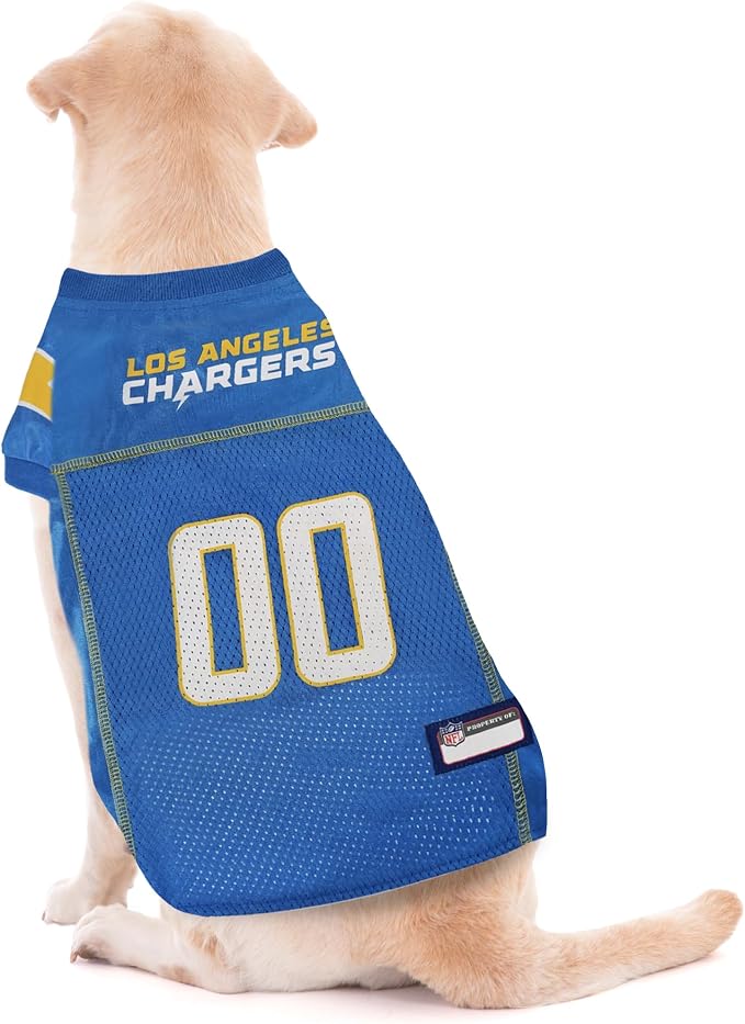 Pets First NFL Los Angeles Chargers Dog Jersey, Size X-Small, Football Shirt Costume for Pet, Dog Sports T-Shirt, NFL Team Clothing for Cats, Licensed Pet Apparel Available in 7 Sizes and 32 Teams