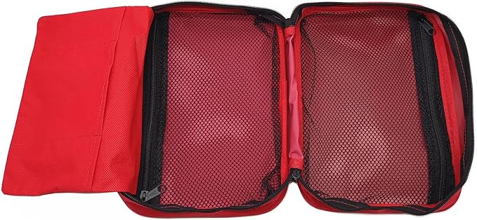 Red First Aid Bag Empty Travel Rescue Pouch First Responder Storage Medicine Emergency Bag for Car Home Office Kitchen Sports Outdoors (Red QZB)