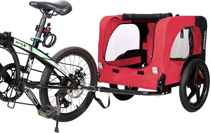 ZeHuoGe Pet Bike Trailer for Small to Medium Pets, Pet Cart Bicycle Wagon,23.62”x17.71” Roomy Cabin, Foldable & Portable, Universal Fit for 20”-29” Bikes