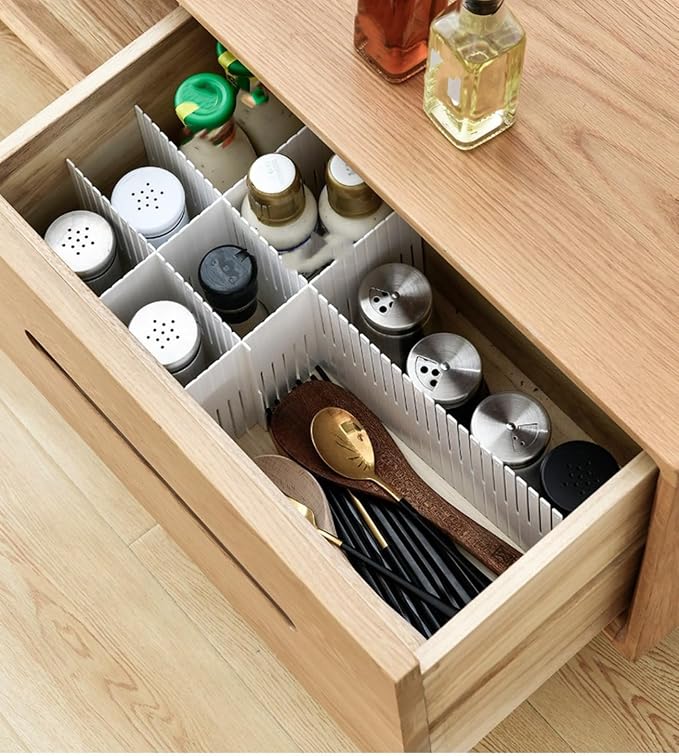 Drawer organizer partition board, suitable for kitchens, bathrooms, bedrooms, and offices